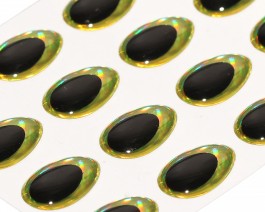 3D Epoxy Teardrop Eyes, Rainbow Chartreuse, 12 mm